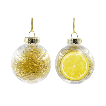 Lemon, Transparent Christmas tree ball ornament with gold filling 8cm