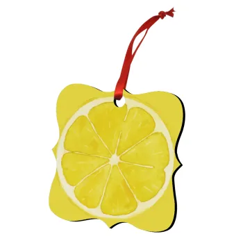 Lemon, Christmas ornament polygon wooden 7.5cm