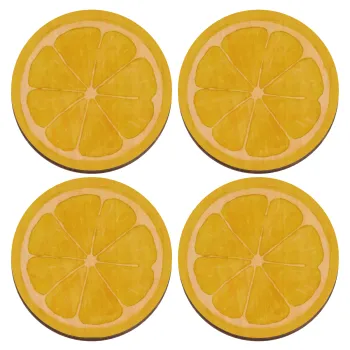 Lemon, ΣΕΤ x4 Σουβέρ ξύλινα στρογγυλά plywood (9cm)
