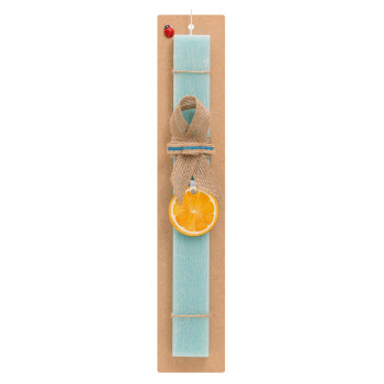 Orange, Easter Set, wooden keychain & aromatic flat Easter candle (30cm) (TURQUOISE)