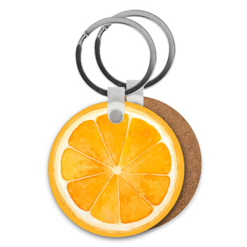 Πορτοκάλι, Μπρελόκ Ξύλινο στρογγυλό MDF Φ5cm