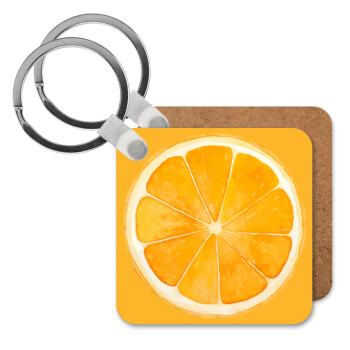 Orange, Μπρελόκ Ξύλινο τετράγωνο MDF