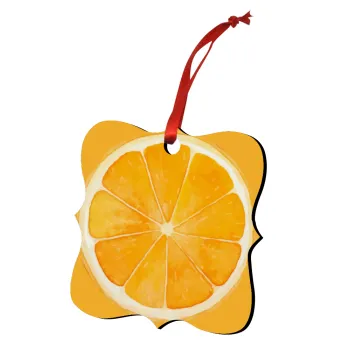 Orange, Christmas ornament polygon wooden 7.5cm