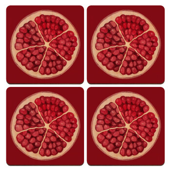 pomegranate, ΣΕΤ x4 Σουβέρ ξύλινα τετράγωνα plywood (9cm)