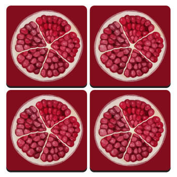 pomegranate, ΣΕΤ 4 Σουβέρ ξύλινα τετράγωνα (9cm)