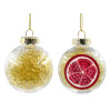 Transparent Christmas tree ball ornament with gold filling 8cm