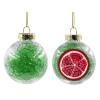 Transparent Christmas tree ball ornament with green filling 8cm