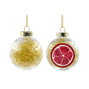 pomegranate, Transparent Christmas tree ball ornament with gold filling 8cm