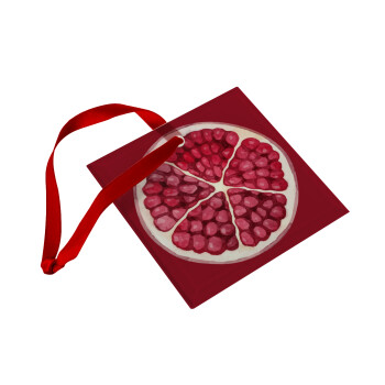 pomegranate, Χριστουγεννιάτικο στολίδι γυάλινο τετράγωνο 9x9cm