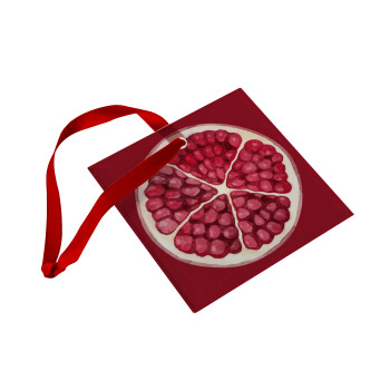 pomegranate, Christmas ornament, glass square ornament 9x9cm