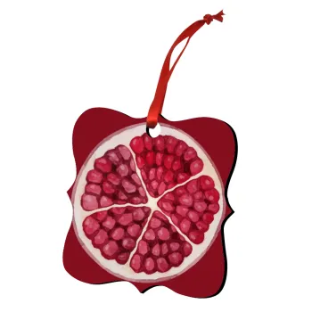 pomegranate, Christmas ornament polygon wooden 7.5cm