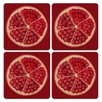 pomegranate, ΣΕΤ x4 Σουβέρ ξύλινα τετράγωνα plywood (9cm)
