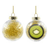 Transparent Christmas tree ball ornament with gold filling 8cm