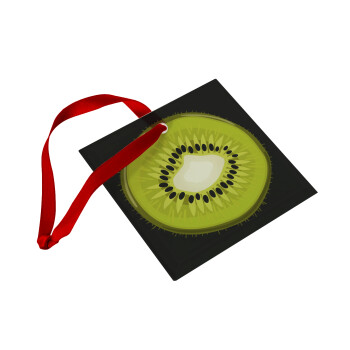 Kiwi, Christmas ornament, glass square ornament 9x9cm