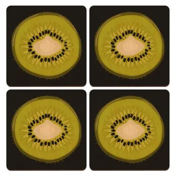 Kiwi, ΣΕΤ x4 Σουβέρ ξύλινα τετράγωνα plywood (9cm)