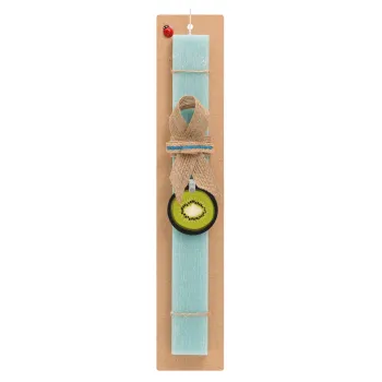 Kiwi, Easter Set, wooden keychain & aromatic flat Easter candle (30cm) (TURQUOISE)