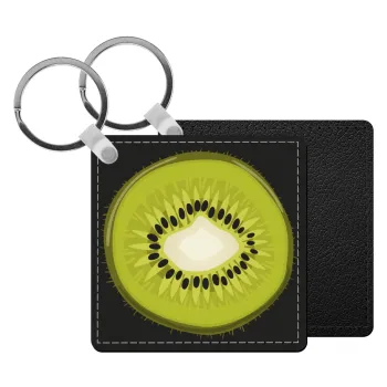 Kiwi, Μπρελόκ Δερματίνη, τετράγωνο ΜΑΥΡΟ (5x5cm)
