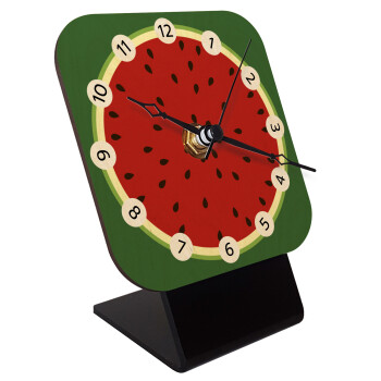 Watermelon, Quartz Table clock in natural wood (10cm)