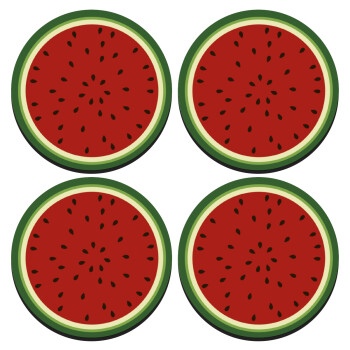 Watermelon, SET of 4 round wooden coasters (9cm)