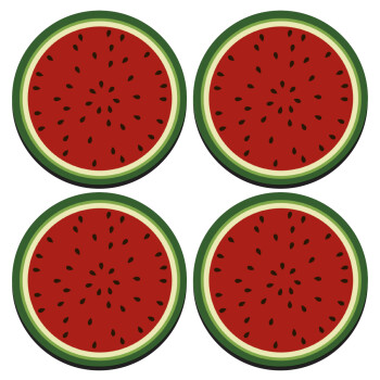 Καρπούζι, ΣΕΤ 4 Σουβέρ ξύλινα στρογγυλά (9cm)