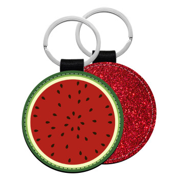 Watermelon, Μπρελόκ Δερματίνη, στρογγυλό ΚΟΚΚΙΝΟ (5cm)