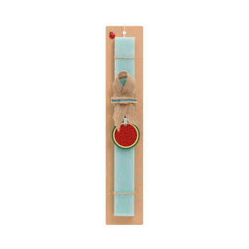 Watermelon, Easter Set, wooden keychain & aromatic flat Easter candle (30cm) (TURQUOISE)