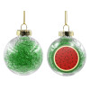 Transparent Christmas tree ball ornament with green filling 8cm