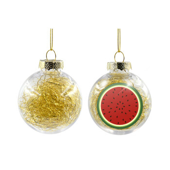 Watermelon, Transparent Christmas tree ball ornament with gold filling 8cm