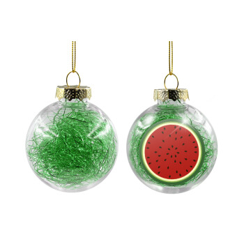 Watermelon, Transparent Christmas tree ball ornament with green filling 8cm