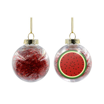 Καρπούζι, Στολίδι Χριστουγεννιάτικη μπάλα δένδρου διάφανη με κόκκινο γέμισμα 8cm