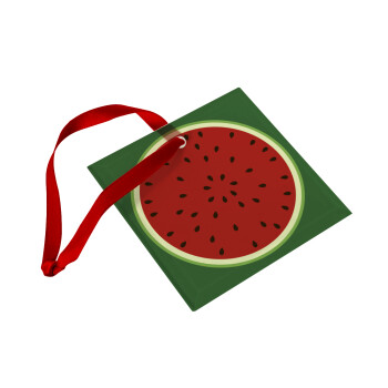 Watermelon, Χριστουγεννιάτικο στολίδι γυάλινο τετράγωνο 9x9cm