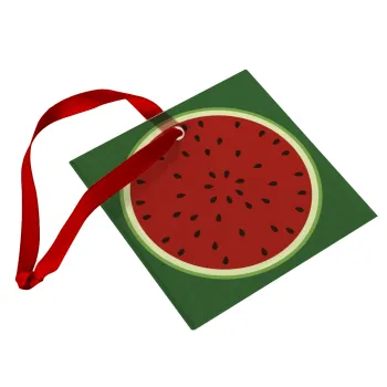 Watermelon, Christmas ornament, glass square ornament 9x9cm
