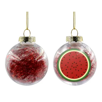 Watermelon, Transparent Christmas tree ball ornament with red filling 8cm