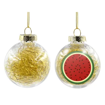 Watermelon, Transparent Christmas tree ball ornament with gold filling 8cm