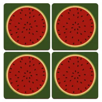 Watermelon, ΣΕΤ x4 Σουβέρ ξύλινα τετράγωνα plywood (9cm)