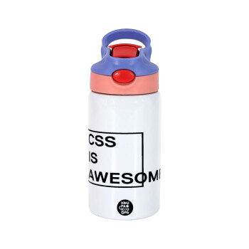 CSS is awesome, Children's hot water bottle, stainless steel, with safety straw, pink/purple (350ml)