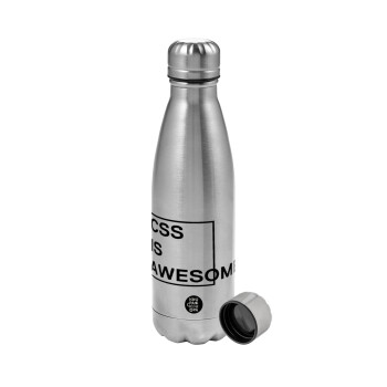CSS is awesome, Metallic water bottle, stainless steel, 750ml