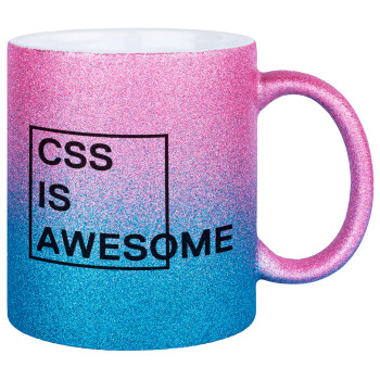 CSS is awesome, Κούπα Χρυσή/Μπλε Glitter, κεραμική, 330ml
