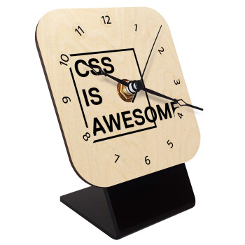 CSS is awesome, Επιτραπέζιο ρολόι σε φυσικό ξύλο (10cm)