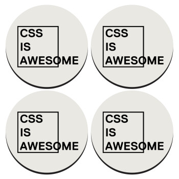 CSS is awesome, SET of 4 round wooden coasters (9cm)