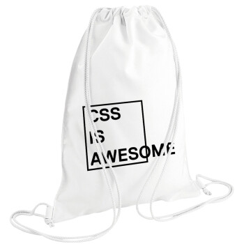 CSS is awesome, Τσάντα πλάτης πουγκί GYMBAG λευκή (28x40cm)