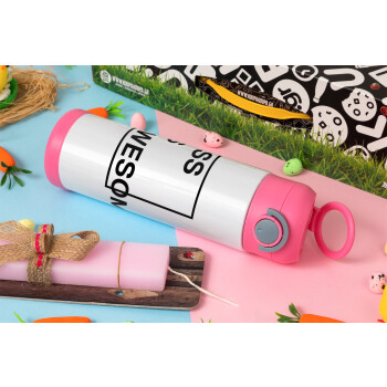 CSS is awesome, Easter candle, Childrens hot water bottle, stainless steel, with safety straw, PINK (500ml)