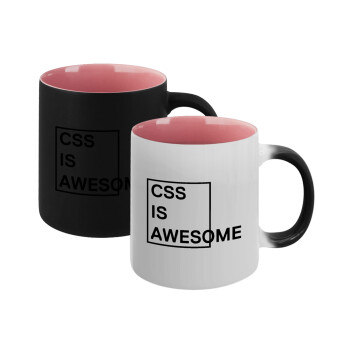 CSS is awesome, Κούπα Μαγική εσωτερικό ΡΟΖ, κεραμική 330ml που αλλάζει χρώμα με το ζεστό ρόφημα