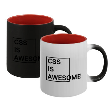CSS is awesome, Κούπα Μαγική εσωτερικό κόκκινο, κεραμική, 330ml που αλλάζει χρώμα με το ζεστό ρόφημα