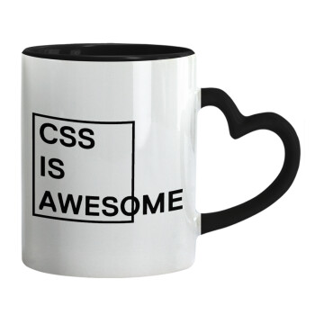CSS is awesome, Mug heart black handle, ceramic, 330ml