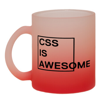 CSS is awesome, Κούπα γυάλινη δίχρωμη με βάση το κόκκινο ματ, 330ml