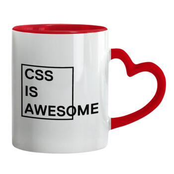 CSS is awesome, Κούπα καρδιά χερούλι κόκκινη, κεραμική, 330ml