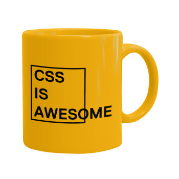 CSS is awesome, Ceramic coffee mug yellow, 330ml (1pcs)