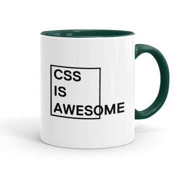 CSS is awesome, Κούπα χρωματιστή πράσινη, κεραμική, 330ml