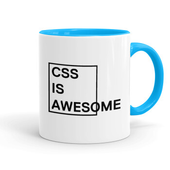 CSS is awesome, Mug colored light blue, ceramic, 330ml